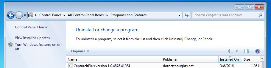 Remove CaptureItPlus from Windows