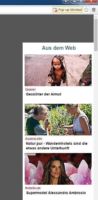 Aus dem Web pop-up ads