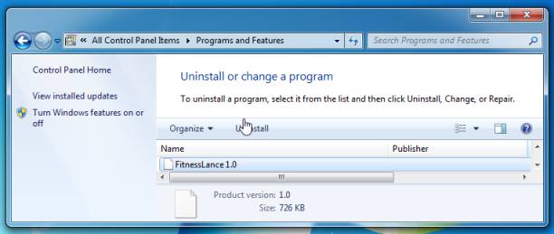 Uninstall FitnessLance 1.0
