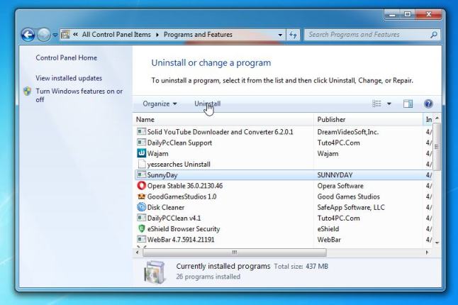 Uninstall Cloud Packager from Windows