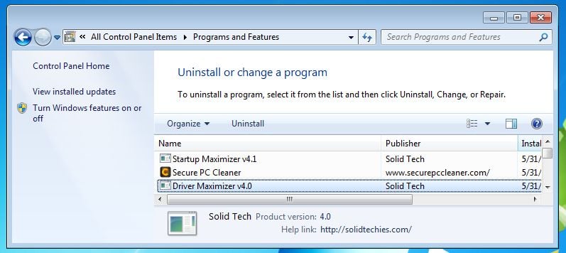 Uninstall Secure PC Cleaner
