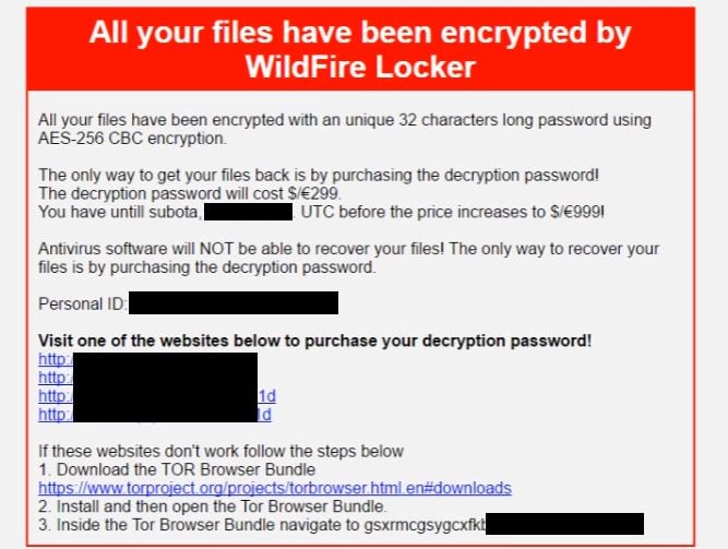 WildFire Locker virus