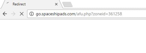 Image: Chrome browser is redirected to Go.spaceshipads.com