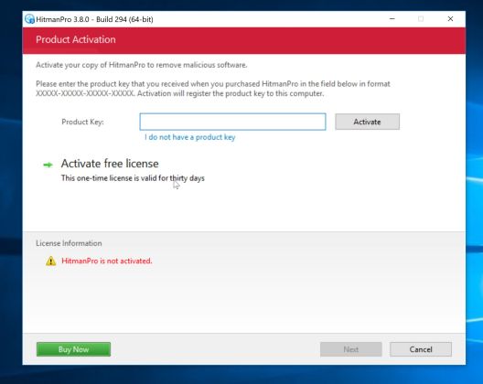 Активируйте HitmanPro, чтобы удалить вредоносное ПО