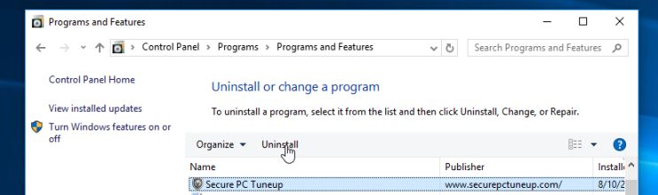 Uninstall Secure PC Tuneup