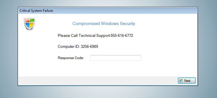 Compromised Windows Security Virus