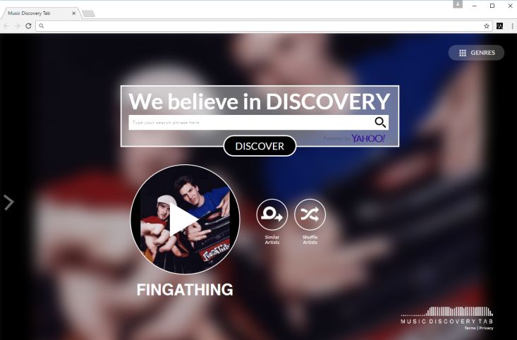 Search.musicdiscoverytab.com homepage