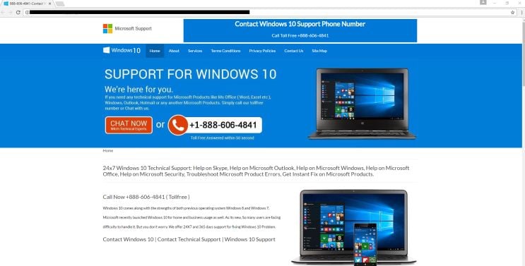 Contactwindows10supportphonenumber.com redirect