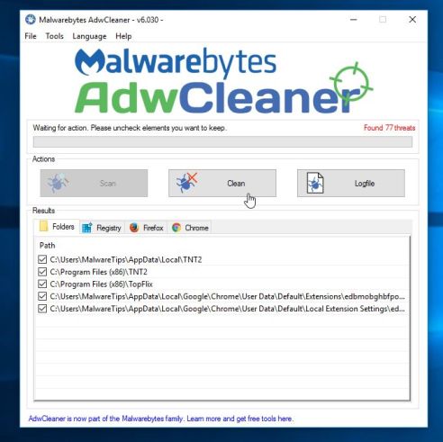 Malwarebytes AdwCleaner удаляет Soft Cores CPU Miner