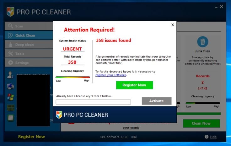 pc cleaner pro 2012 remove