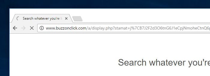 Image: Chrome browser is redirected to Buzzonclick.com