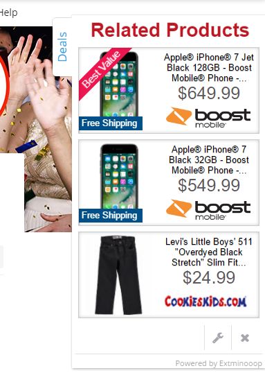 Ads by Extminoop virus