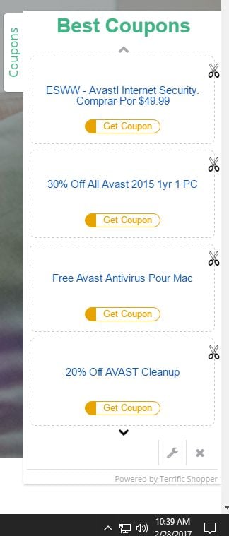 Ads by Terrific Shopper adware