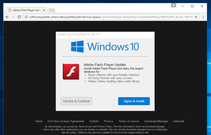 update for removal of adobe flash player for windows 10