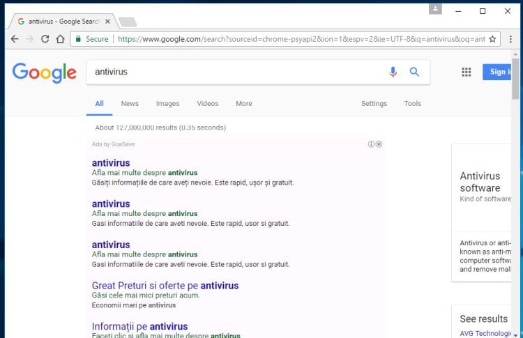 Ads by GoaSave adware