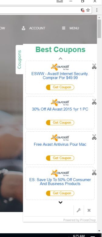 Ads by PriceeChop adware