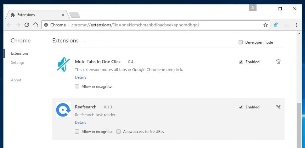 Mute Tabs In One Click Extension virus