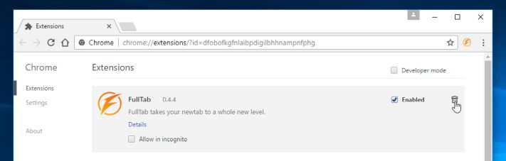 Remove FullTab 0.4.4 extension Chrome