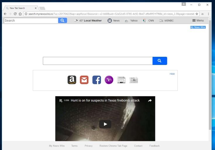 My News Wire New Tab Search virus