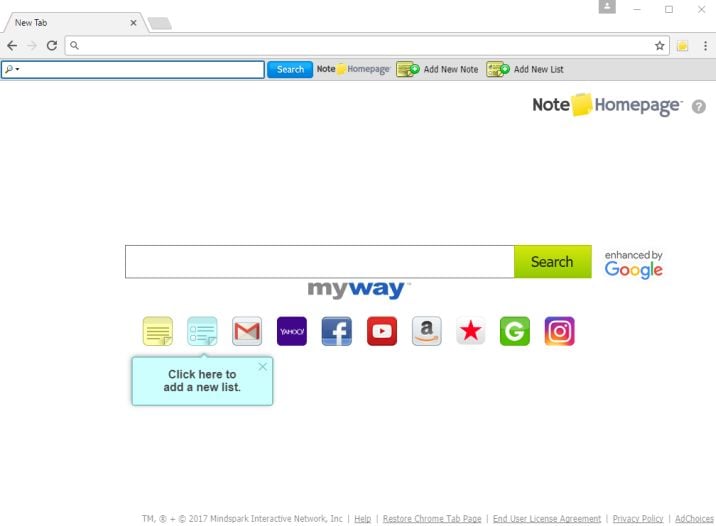 NoteHomepage toolbar by MyWay