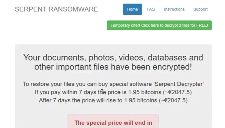 Serpent ransomware malware