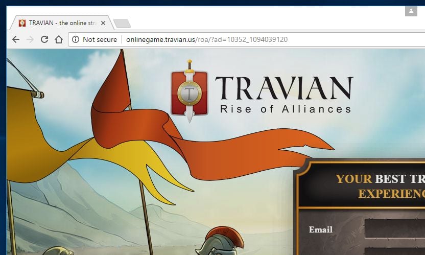 redirect to onlinegame.travian.us ad