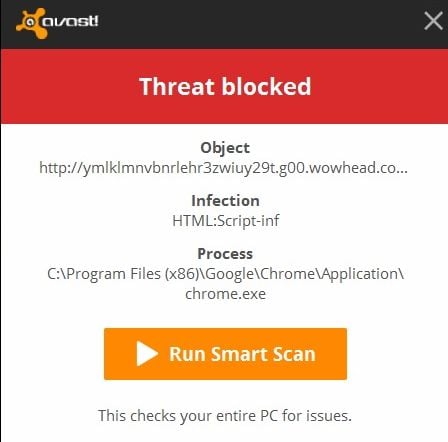 avast infection blocked keeps popping up