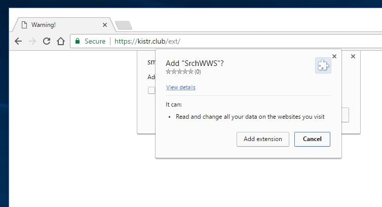 SrchWWS extension by kistr.club virus