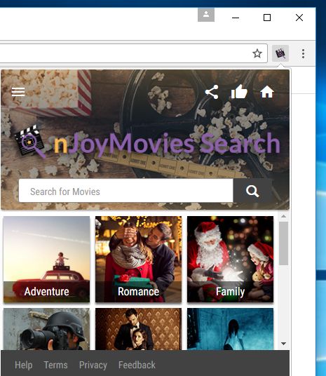 nJoy Movies Search extension Chrome