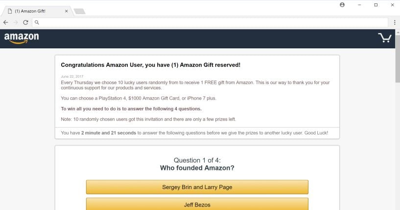 Поздравления Amazon User Virus