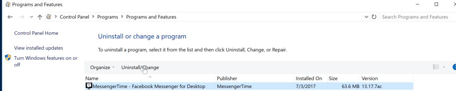 MessengerTime Removal