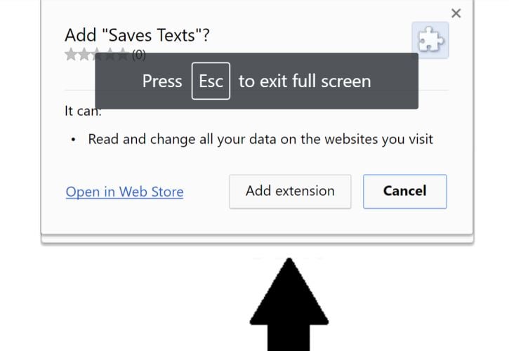 Saves Texts Chrome Extension Scam Virus