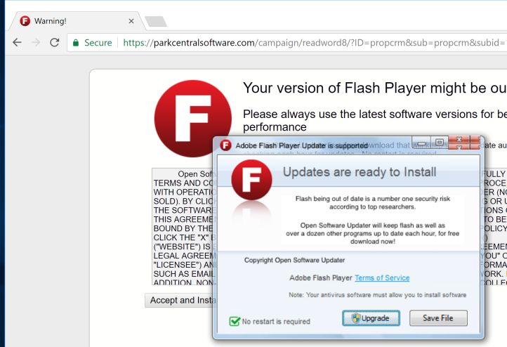 adobe flash player virus warning