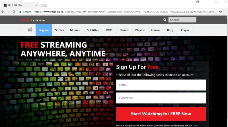 redirect to vodplus.co virus