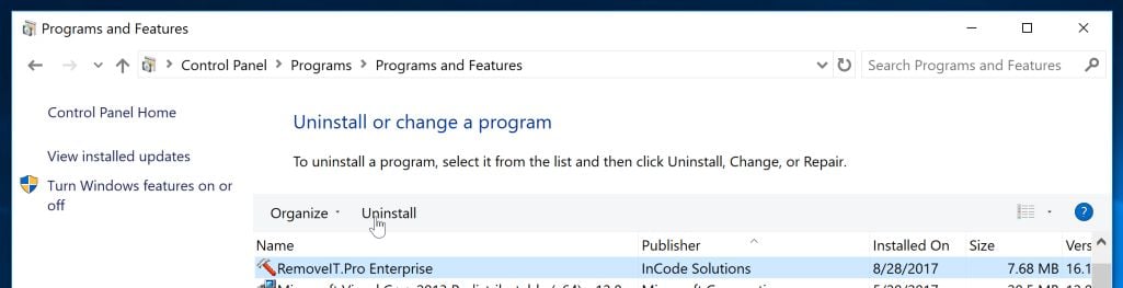 Uninstall RemoveIT.Pro Enterprise