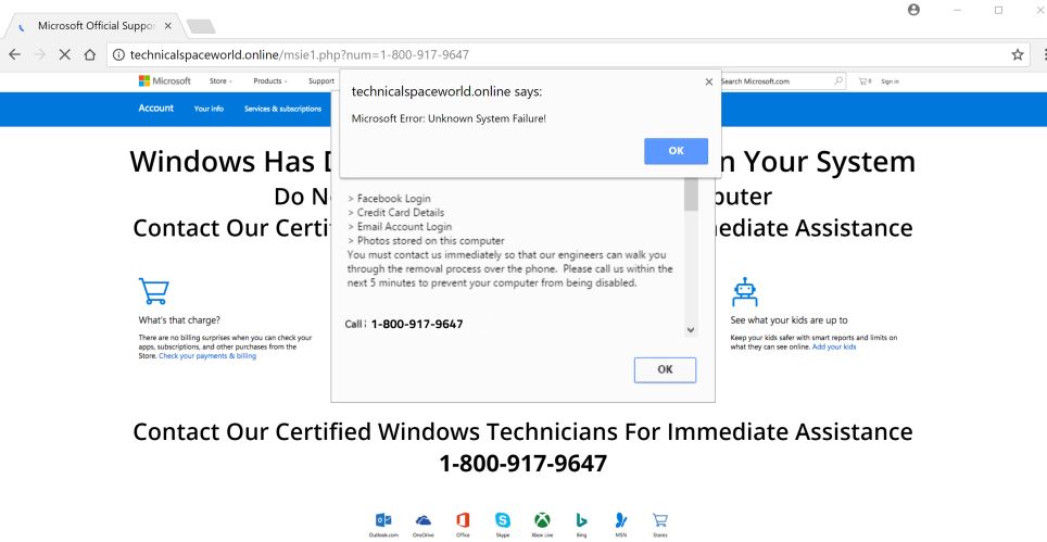 Technicalspaceworld.online +1-800-917-9647 scam virus