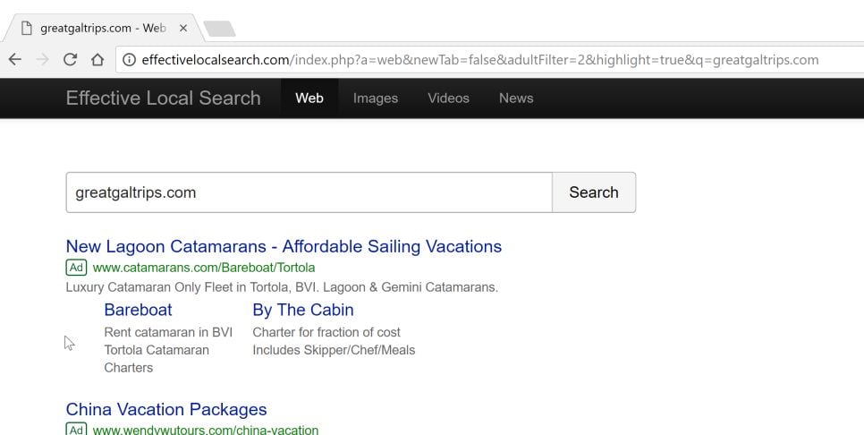 Effectivelocalsearch.com redirect virus