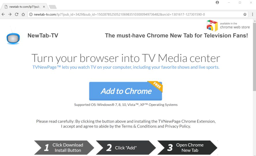 newtab-tv.com pop-up ads virus