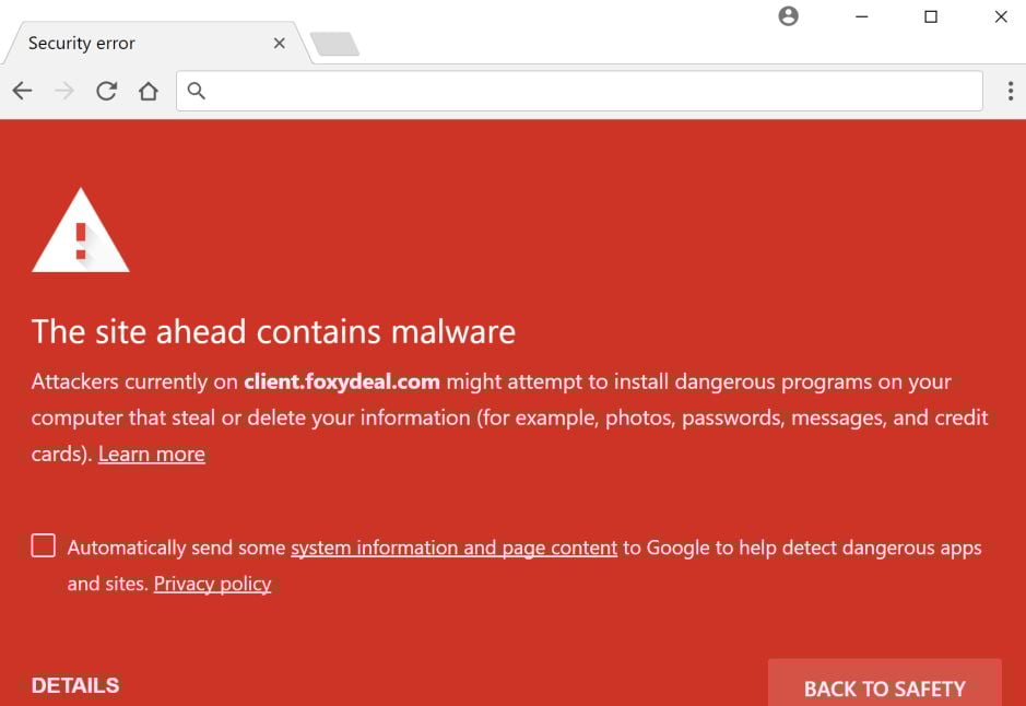 Client.foxydeal.com adware virus
