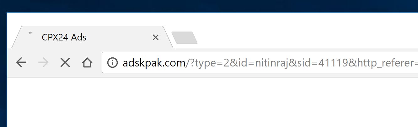 Adskpak.com вирус перенаправления