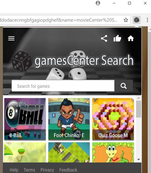 gamesCenter Search redirect virus