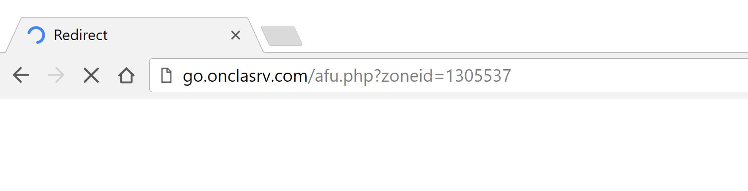 Image: Chrome browser is redirected to Go.onclasrv.com