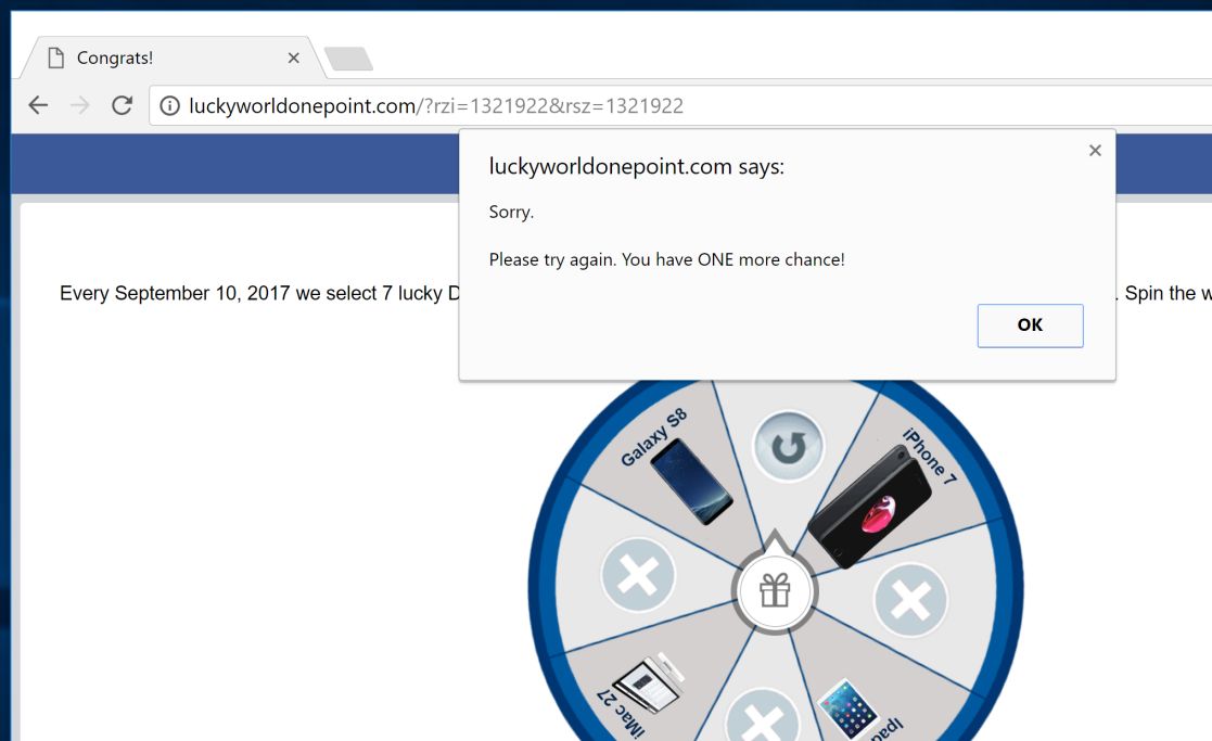 Luckyworldonepoint.com pop-up ads virus