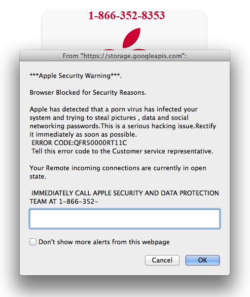 apple virus scan alert
