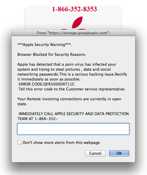 apple phishing spyware on mac os warning