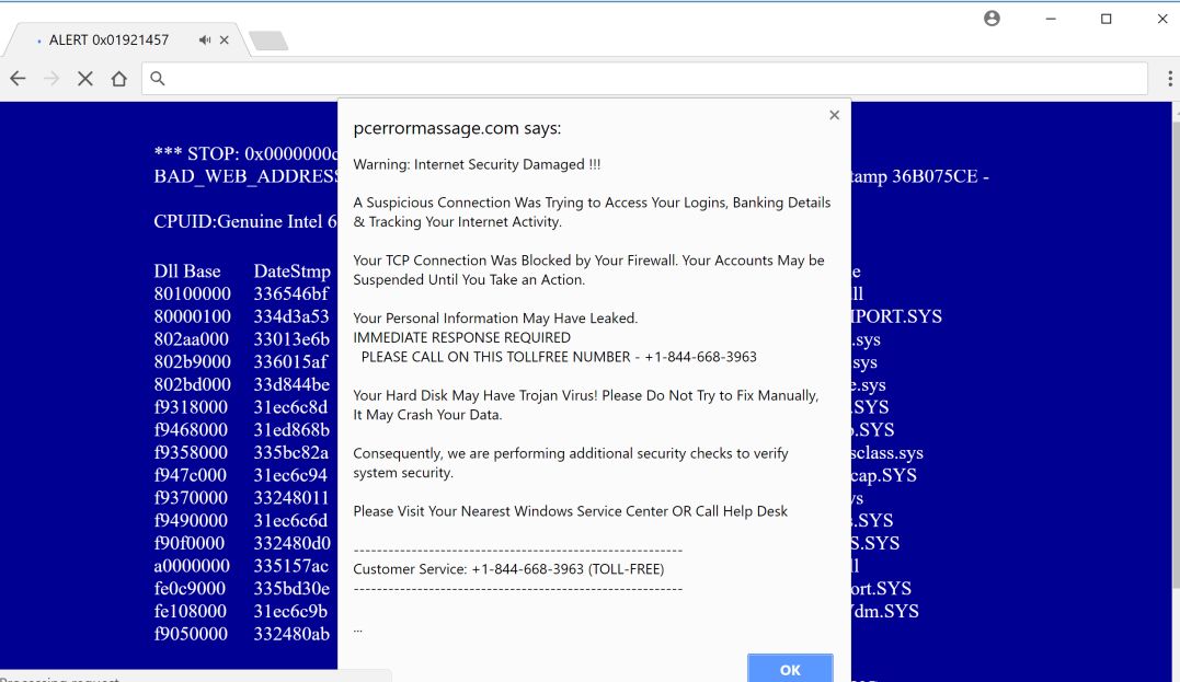 Pcerrormassage.com Fake Alerts Virus