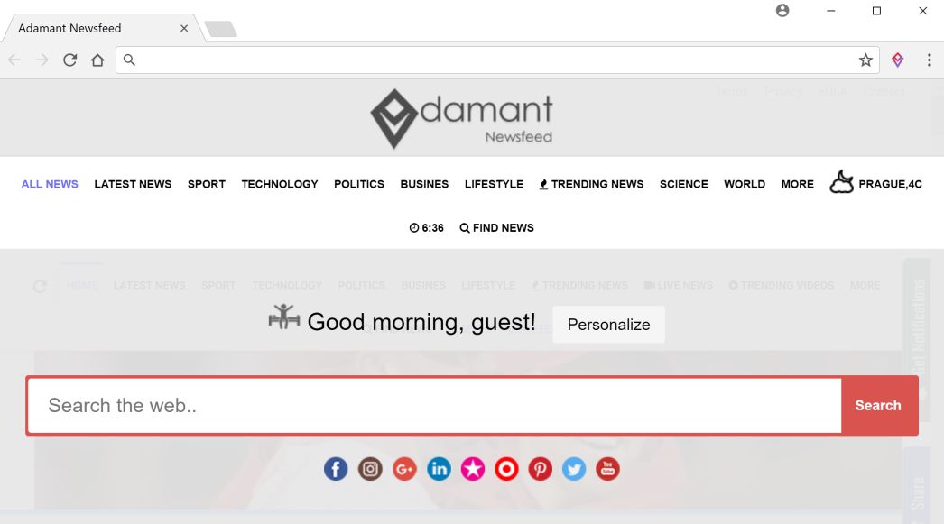 Adamant Newsfeed Homepage Virus