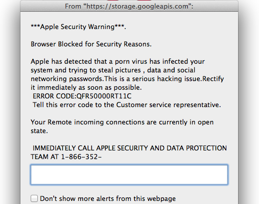 apple security breach popup