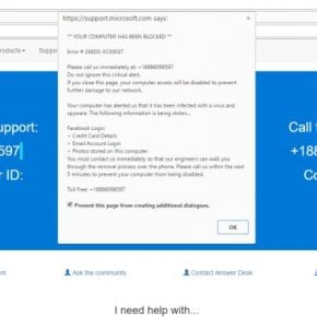 Microsoft Security Alert pop-up scam virus