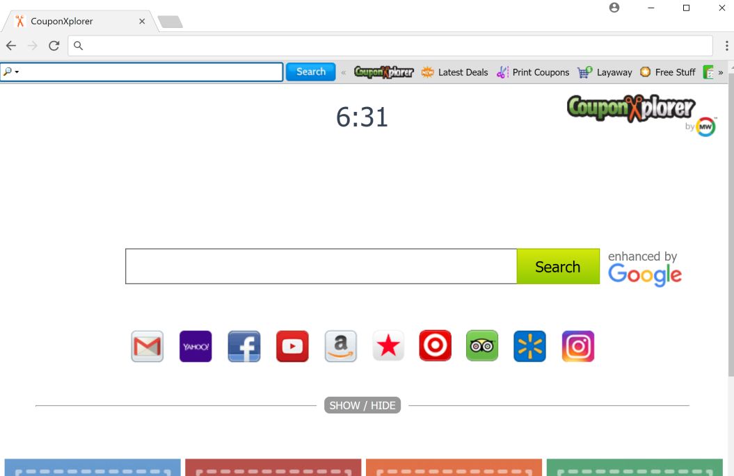 CouponXplorer Toolbar redirect